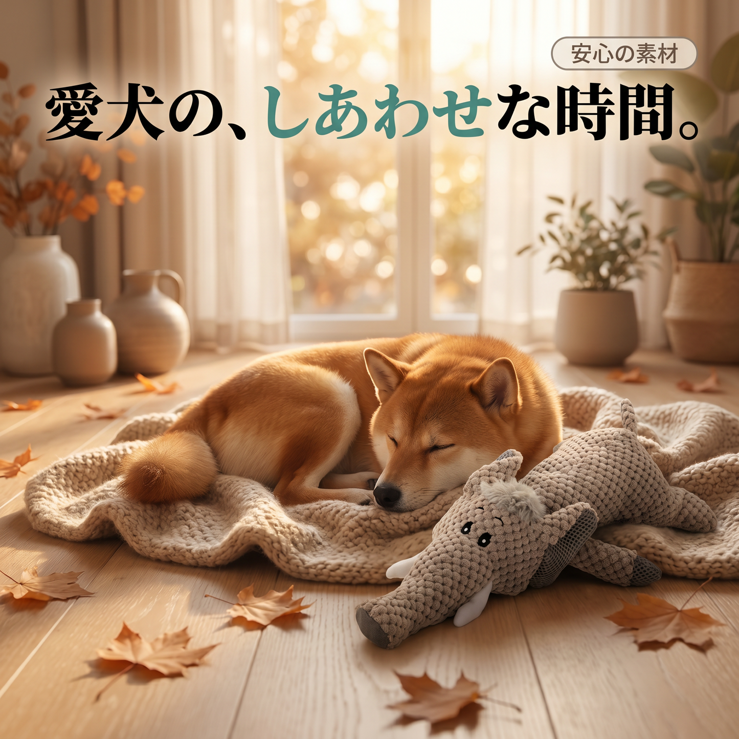 落ち着きを与えるゾウ – 音が出る犬用ぬいぐるみ