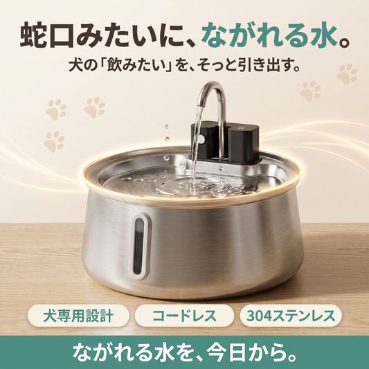 せせらぎ給水ファウンテン コードレス犬用自動給水器