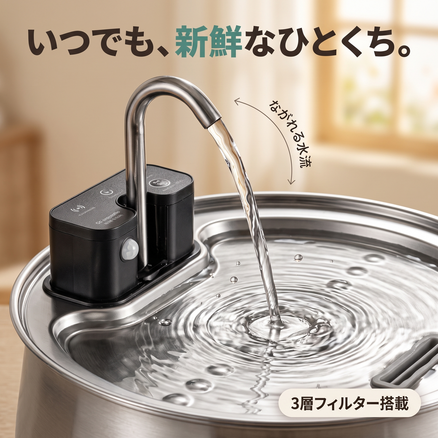 せせらぎ給水ファウンテン コードレス犬用自動給水器