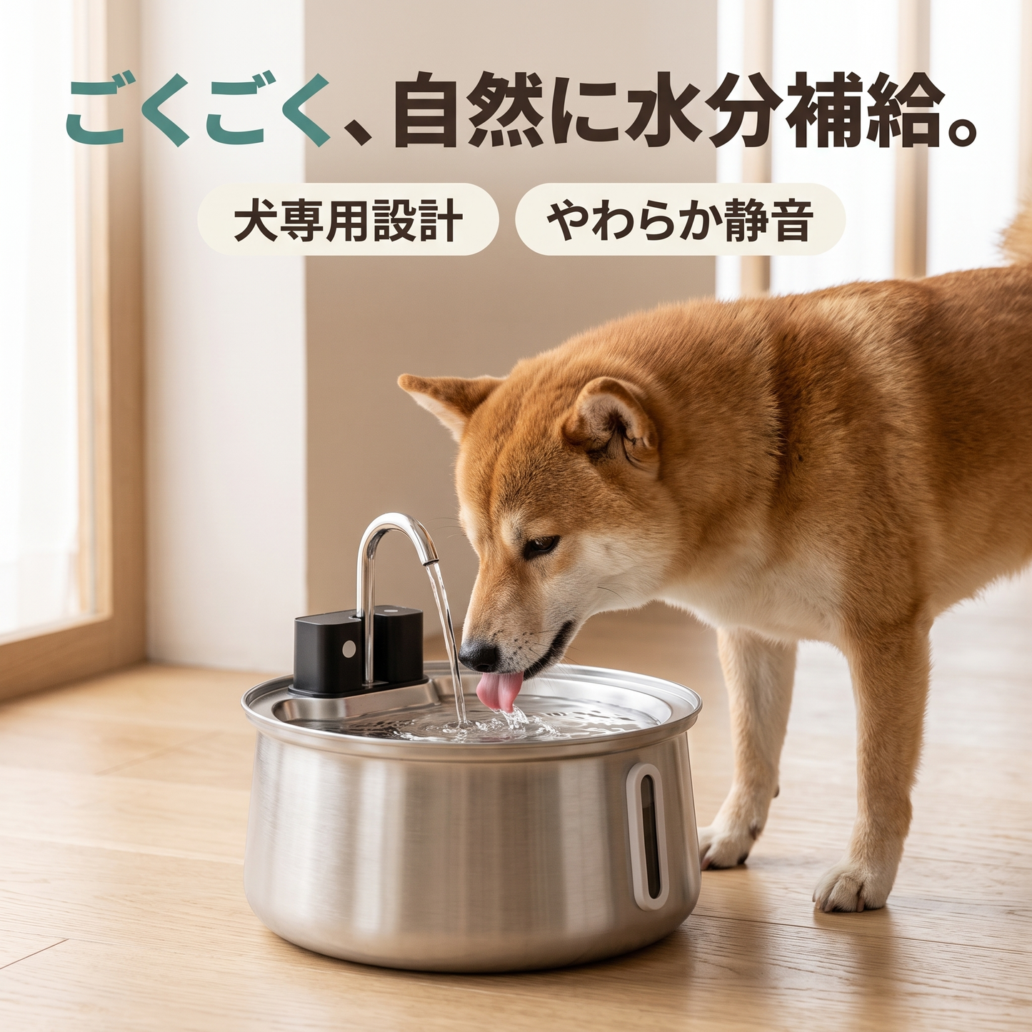 せせらぎ給水ファウンテン コードレス犬用自動給水器