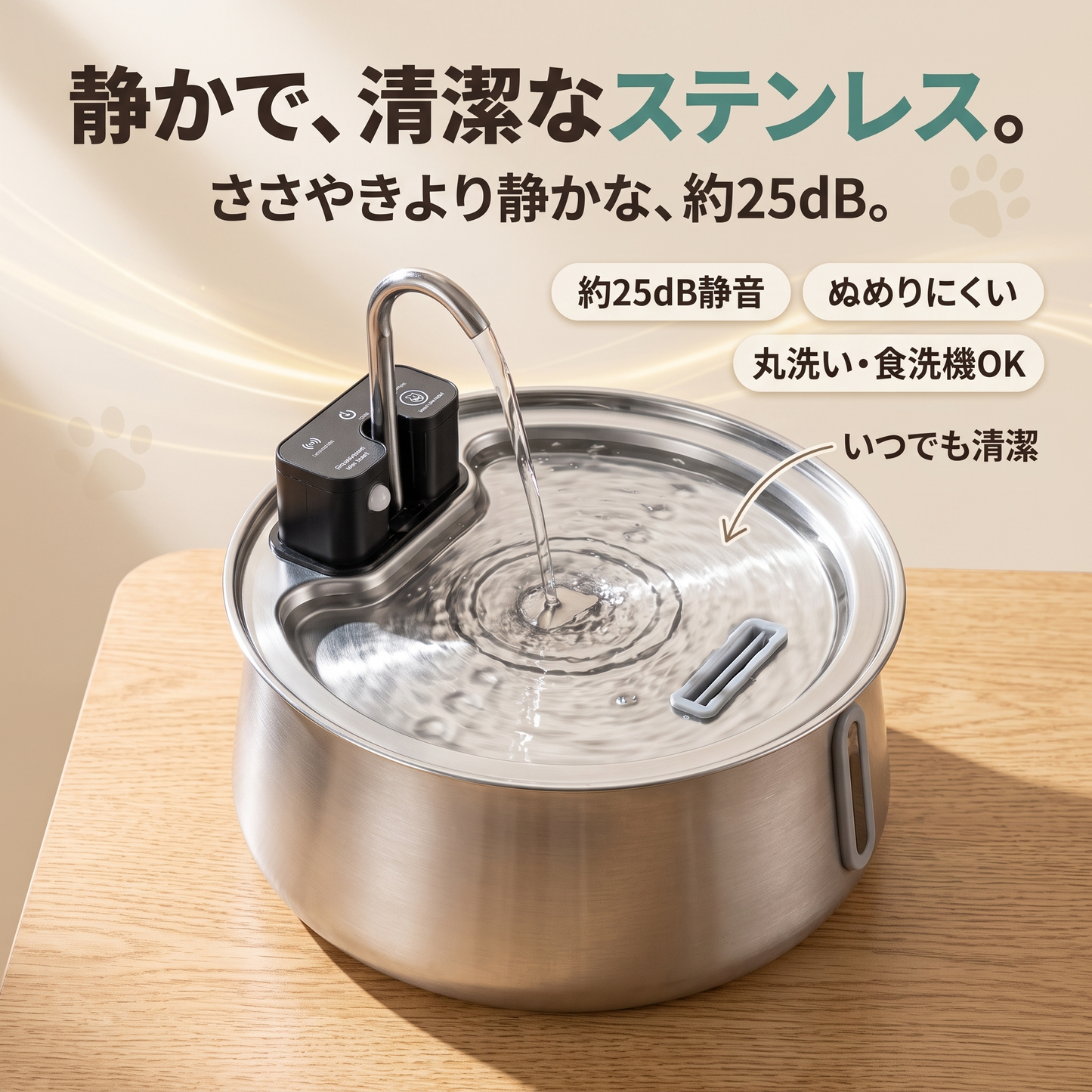 せせらぎ給水ファウンテン コードレス犬用自動給水器