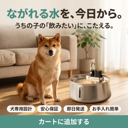 せせらぎ給水ファウンテン コードレス犬用自動給水器