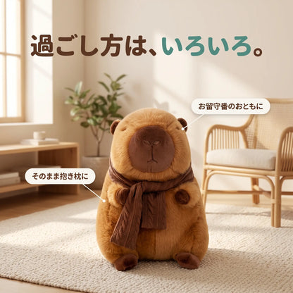 のんびりカピバラ マフラー付き犬用ぬいぐるみ