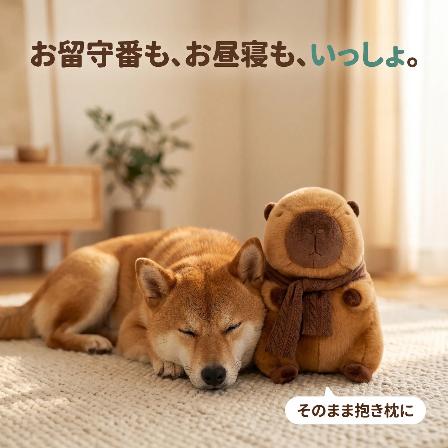のんびりカピバラ マフラー付き犬用ぬいぐるみ